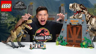 LEGO JURASSIC PARK T REX RAMPAGE Biggest LEGO Dinosaur Set Time Lapse amp Stop Motion [upl. by Duwe]