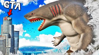 HUMAN SHARK Becomes a GIANT In GTA 5 Shark Attack [upl. by Arluene880]