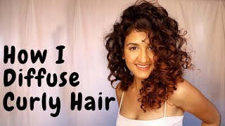 How I Diffuse my Curly Hair  NO FRIZZ  Madhushree Joshi [upl. by Aridnere840]