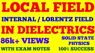 LOCAL FIELD IN DIELECTRICS  INTERNAL FIELD  LORENTZ FIELD  SOLID STATE PHYSICS  WITH EXAM NOTES [upl. by Ennovahs]