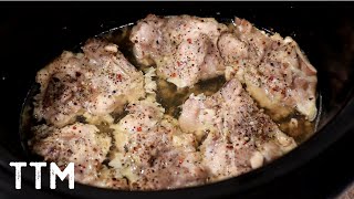 Slow Cooker Chicken Thighs  Easy Cooking [upl. by Ikcaj835]