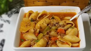 How to make SOPA DE CONCHITAS CON CARNE MOLIDA  Pasta shells with ground beef soup ❤ [upl. by Ophelie]