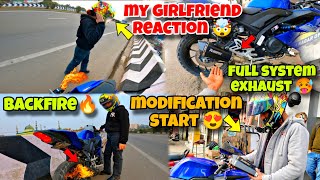 MODIFICATION START 😍MY GIRLFRIEND REACTION 🤯FULL SYSTEM EXHAUST 🔥DoraemonVlogs010 Ducati bike [upl. by Epolenep]