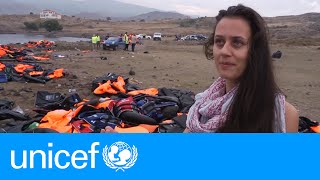 Dutch mother helps refugees landing in Lesvos  UNICEF [upl. by Piegari]