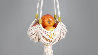 Hanging Macrame Fruit Basket Plant Hanger Tutorial [upl. by Kelci]