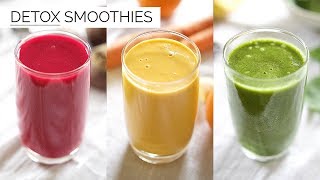 3 DETOX SMOOTHIE RECIPES  easy amp healthy smoothies [upl. by Arimahs]