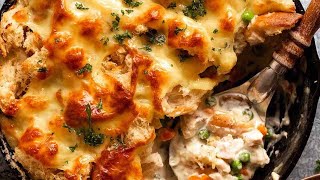 Leftover Turkey Pot Pie WITH Cheesy Garlic Bread Topping [upl. by Nhguavahs447]