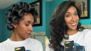 Curly To Straight Hair Roller Set [upl. by Anitroc]