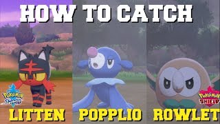 HOW TO CATCHFIND LITTENROWLET AND POPPLIO IN POKEMON SWORD AND SHIELD ALOLA STARTERS [upl. by Aztirak956]