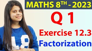 Q 1  Ex 123  Factorization  Chapter 12  NCERT Maths Class 8th New Syllabus 2023 CBSE [upl. by Dnilasor]