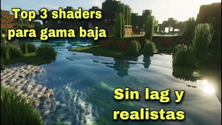 Top 3 shaders muy realistas para Minecraft pe gama baja Sin lag [upl. by Aitsirhc]