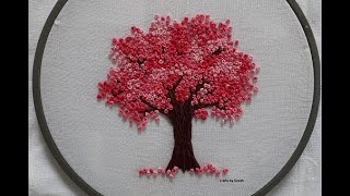 Cherry Blossom Tree  Hand Embroidery  French Knot Flowers [upl. by Olive293]