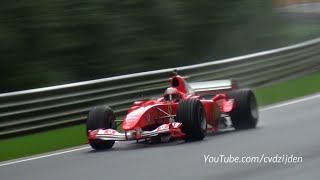 Ferrari F1 V8 amp V10  Close Call Fly Bys SUPER Sounds [upl. by Blount]