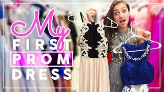 Trying on PROM DRESSES for the FiRST TiME [upl. by Ube]