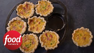 Bacon and Pea Mini Quiches  Food Network [upl. by Oiralih]