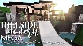 Bloxburg Hillside Modern Mega Mansion 220k  No large plot amp No Advanced Placing  House SpeedBuild [upl. by Hgielhsa]