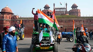 India Farmers race tractors and storm Delhis Red Fort during protests against agricultural reforms [upl. by Yboj]