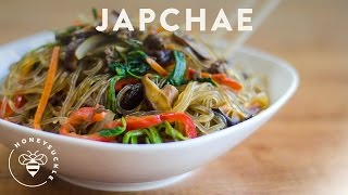 Korean JapChae Recipe Glass Noodle 잡채  HONEYSUCKLE [upl. by Siuqcram]