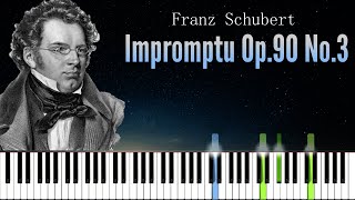 Impromptu Op 90 No 3  Schubert  Piano Tutorial  Synthesia  How to play [upl. by Jarrow830]