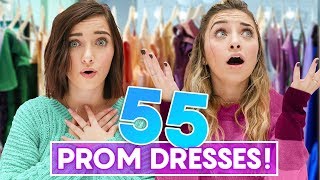 We Tried On 55 PROM DRESSES [upl. by Yetsirhc]