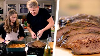 Gordon Ramsay Makes BBQ Brisket With His Daughter [upl. by Sharleen189]