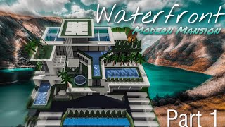 Modern Waterfront Mansion Part 1  NO LARGE PLOT  Bloxburg [upl. by Enirhtac]