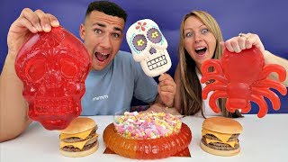 Real Food VS Gummy Food Gross Giant Candy Challenge  Best Chef Daddy VS Tiana [upl. by Nelrsa]