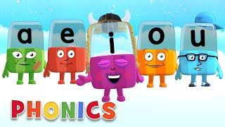 Phonics  Learn to Read  A E I O U  Learning Vowels  Alphablocks [upl. by Vernice616]