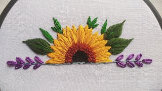 Sunflower Embroidery For Beginners  Sewing trick for beginners  Lets Explore [upl. by Suzi]