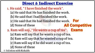 Direct Indirect speech Practice Set  Direct and Indirect Speech in English grammarNarration change [upl. by Anelra302]