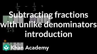 Subtracting fractions with unlike denominators introduction [upl. by Rickert]