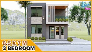 65x7 meters 2 Storey Modern Minimalist House Design  3 Bedroom with balcony [upl. by Aros]