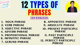 Learn all 12 TYPES of PHRASES in English in 1 hour  Advanced English lesson [upl. by Aitnom810]