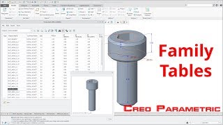 Creo Parametric  Family Tables  Part Modeling [upl. by Hanna]