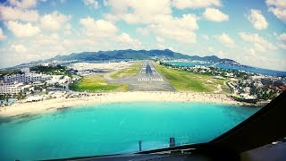 Cockpit Landing at StMaarten SXM Netherlands Antilles Pilots View [upl. by Sola]