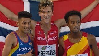 Jakob Ingebrigtsen wins 5000m FINAL U20 CHAMPIONSHIPS  GROSSETO 2017 [upl. by Adyela]