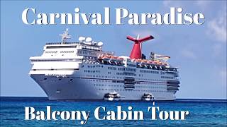 Carnival Paradise Balcony Cabin Tour [upl. by Ahsitauq787]