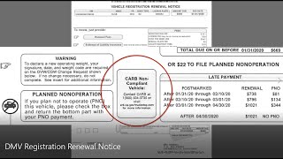 CARB NonCompliant Vehicle  2020 DMV Registration Renewal Notice [upl. by Eniamirt]