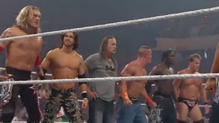 John Cena amp Bret Hart vs Edge amp Chris Jericho  Lumberjack Match Raw August 9 2010 [upl. by Enymsaj848]