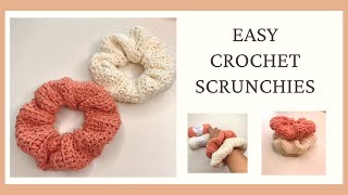 EASY CROCHET SCRUNCHIES  CROCHET BY BEV [upl. by Vod]