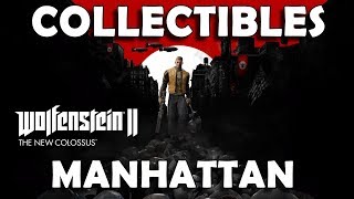 Wolfenstein 2 The New Colossus  Manhattan Collectible Locations Gold Art Cards Records Toys [upl. by Maltz]