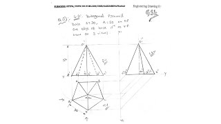 Orthographic Projection of a PENTAGONAL PYRAMID [upl. by Gnel]