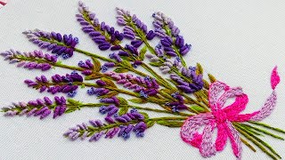 Hand embroidery Lavender flowers [upl. by Aletsirc]