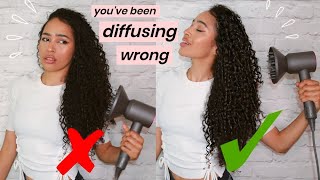 HOW TO DIFFUSE CURLS IN 10 MINUTES NO FRIZZ NO SHRINKAGE [upl. by Augusta]