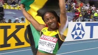 FraserPryce claims 200m Felix goes down  Universal Sports [upl. by Ennasil]