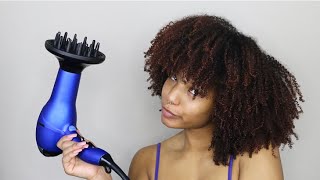 Diffusing And Stretching Type 4 Natural Hair  Minimize Shrinkage Frizz And Dry Time [upl. by Novad]