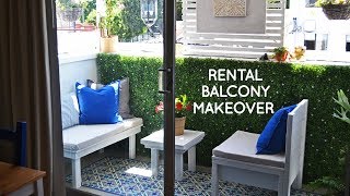 DIY small rental balcony makeover for outdoor living [upl. by Pammie967]