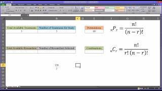 Combinations and Permutations in Excel [upl. by Hterrag]