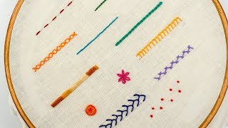 TOP 12 STITCHES IN HAND EMBROIDERY  Tutorial for Beginners [upl. by Daniela]