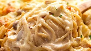 Chicken Tetrazzini Italian creamy chicken mushroom pasta bake [upl. by Lazarus]